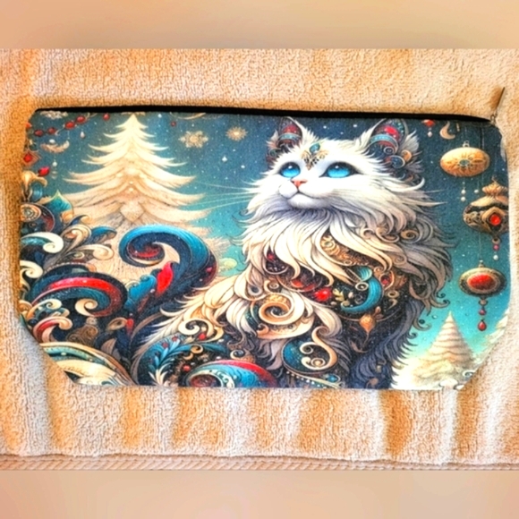 Bohemian Cat Canvas Makeup Bag - NEW - Picture 6 of 9